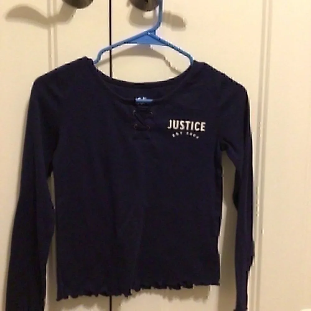 Justice Girls size 12 navy  top tie detail at neck